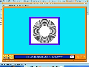 Captura de tela de atividade feita no software JClic. Circunferncias de vrios tamanhos.