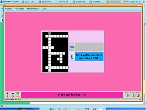 Captura de tela de atividade feita no software JClic. Palavras cruzadas.