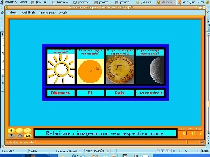Captura de tela de atividade feita no software JClic. Atividade de associao de imagens e palavras.