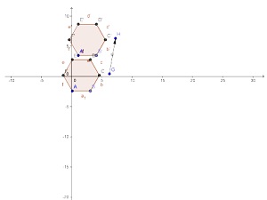 Imagem de um hexgono e seu simtrico construdos no softwares GeoGebra.