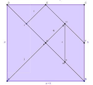 Imagem do tangram de sete peas construdo no software GeoGebra.