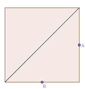 Quadrado com marcações para gerar o Tangram.