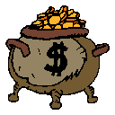 Ilustrao de um recipiente com moedas.