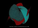 A imagem mostra a interseo de uma superfcie concha com uma superfcie polinomial de grau 3, em que as superfcies so representadas por funes. A ilustrao contempla o domnio das funes. Utilizar como ferramenta de ilustrao do contedo de geometria e topologia. 