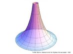 A imagem, em duas dimenses, mostra uma pseudoesfera, que possui curvas que se cruzam em sentidos opostos. til para auxiliar a compreenso e a visualizao do contedo de geometria hiperblica. 