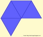 Se pode justificar o fato dos poliedros regulares serem apenas 5 mostrando que as faces s podem ser tringulos, quadrados, ou pentgonos. Os tringulos equilteros s podem ser usados como faces dispondo-os 3 a 3, 4 a 4 ou 5 a 5. Nesta figura os tringulos esto agrupados 4 a 4 e pode-se obter o octaedro. 