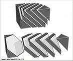 Seccionando um cubo por planos perpendiculares a uma diagonal obtm-se seces que so tringulos equilteros ou hexgonos equingulos (com a mesma simetria de um tringulo equiltero) ou tambm um hexgono regular.  