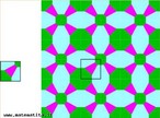 O significado da palavra mosaico comumente aparece em dicionrios como "dar forma ou arranjar pequenos quadrados em padro de ladrilhagem", pois as primeiras ladrilhagens foram feitas com ladrilhos quadrados. Contudo, j h algum tempo os mosaicos so confeccionados com todo tipo de polgono (regulares ou no). Assim, com esta imagem pode-se observar que um polgono regular possui 3 ou 4 ou 5 ou mais lados e ngulos, todos iguais. Pode-se tambm perceber que apenas trs polgonos regulares so usados no plano euclideano para a confeco de mosaicos regulares: tringulos, quadrados ou hexgonos. Ou seja, para que se possa confeccionar um mosaico regular, os polgonos devem preencher o plano em cada vrtice e o ngulo interno deve ser um divisor exato de 360 graus, o que  verdadeiro apenas para os polgonos mencionados. Pode-se ainda observar semelhanas por meio da simetria, tambm presente nesta imagem. 