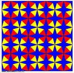 O significado da palavra mosaico comumente aparece em dicionrios como "dar forma ou arranjar pequenos quadrados em padro de ladrilhagem", pois as primeiras ladrilhagens foram feitas com ladrilhos quadrados. Contudo, j h algum tempo os mosaicos so confeccionados com todo tipo de polgono (regulares ou no). Assim, com esta imagem pode-se observar que um polgono regular possui 3 ou 4 ou 5 ou mais lados e ngulos, todos iguais. Pode-se tambm perceber que apenas trs polgonos regulares so usados no plano euclideano para a confeco de mosaicos regulares: tringulos, quadrados ou hexgonos. Ou seja, para que se possa confeccionar um mosaico regular, os polgonos devem preencher o plano em cada vrtice e o ngulo interno deve ser um divisor exato de 360 graus, o que  verdadeiro apenas para os polgonos mencionados. Pode-se ainda observar semelhanas por meio da simetria, tambm presente nesta imagem. 